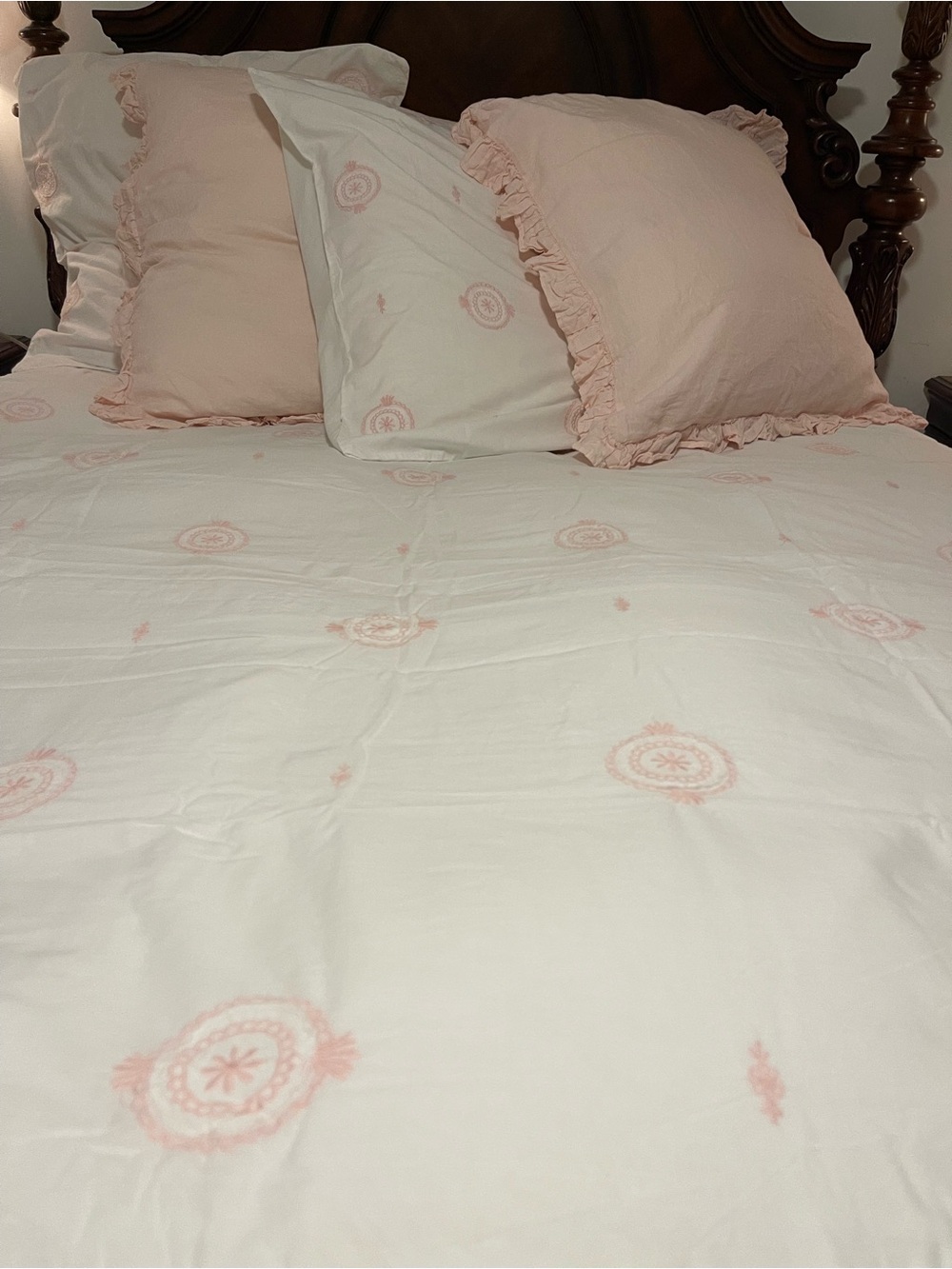 NEW 🌸 Rachel Ashwell, couture, mimosa, pink embroidered KING duvet🌸